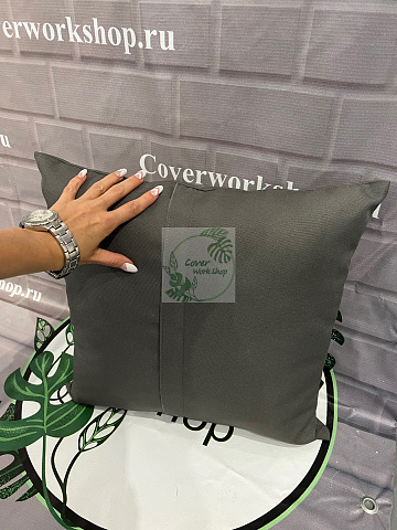 Подушка серая из рогожки